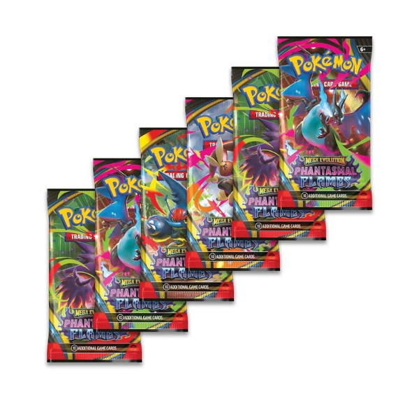 Pokémon TCG: Mega Evolution-Phantasmal Flames Booster Bundle (6 Packs)